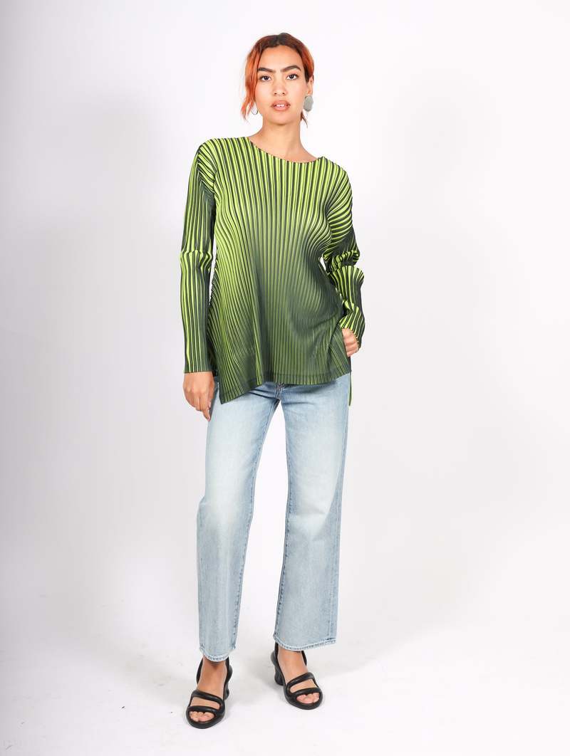 PLEATS PLEASE 蛍光グリーン プリーツシャツ 長袖