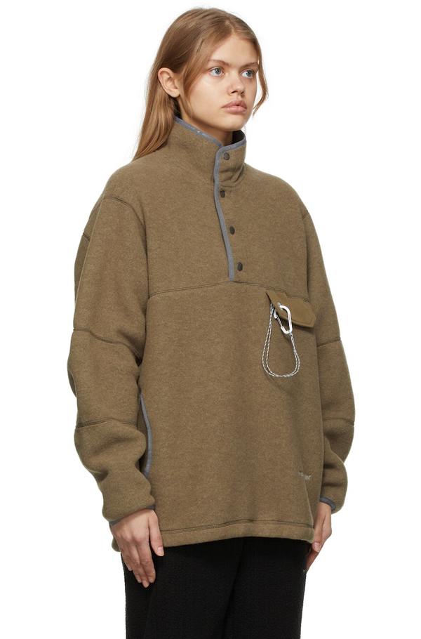 and wander Khaki Wool Fleece Pullover Jacket - Beige | Garmentory