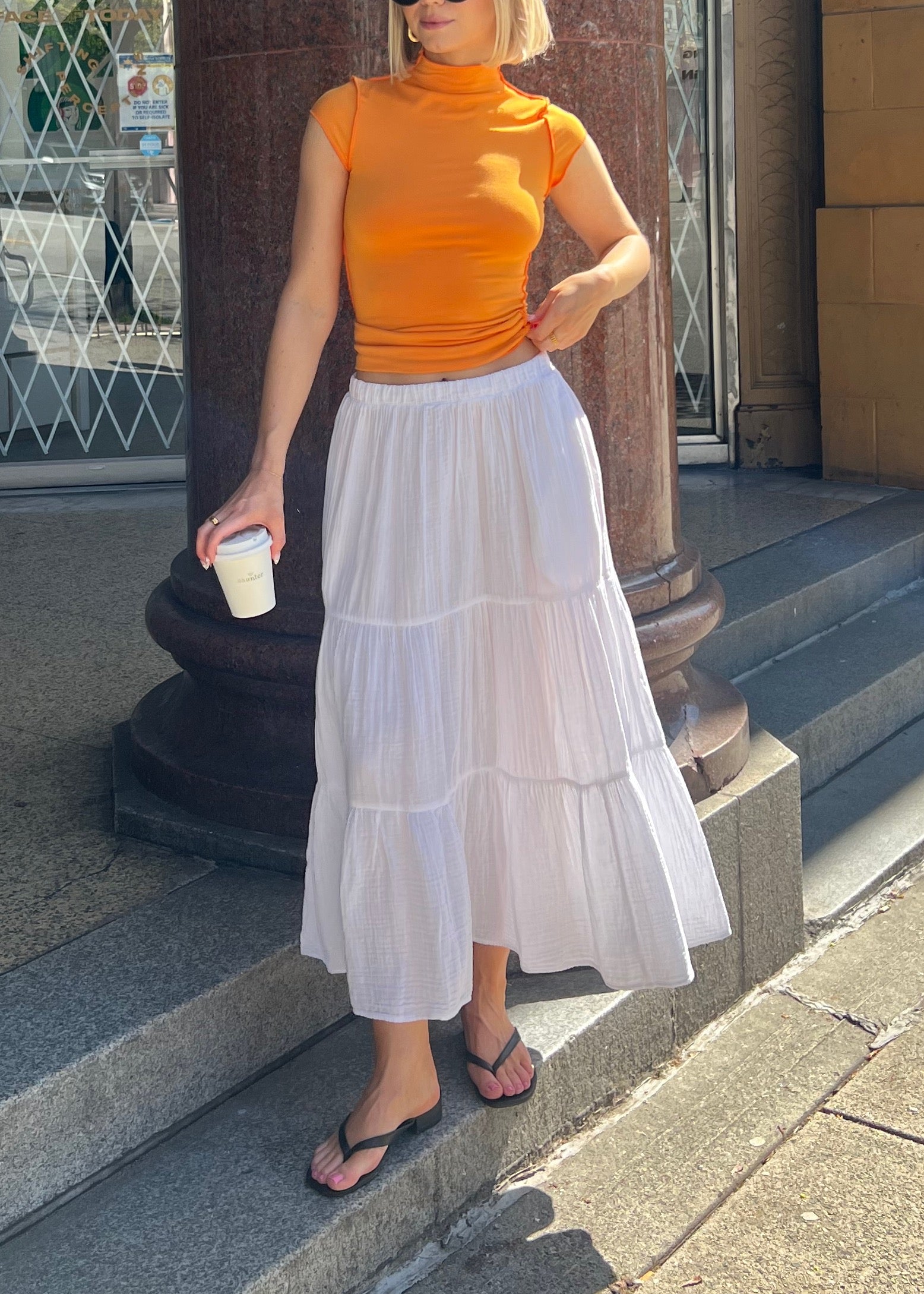 Halley Airy Gauze Midi Skirt