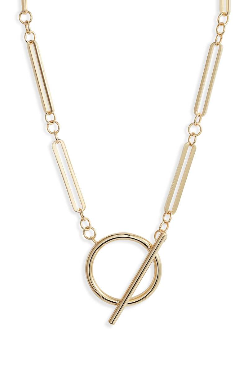 Jennifer Zeuner Geraldine Front Toggle Link Necklace Gold