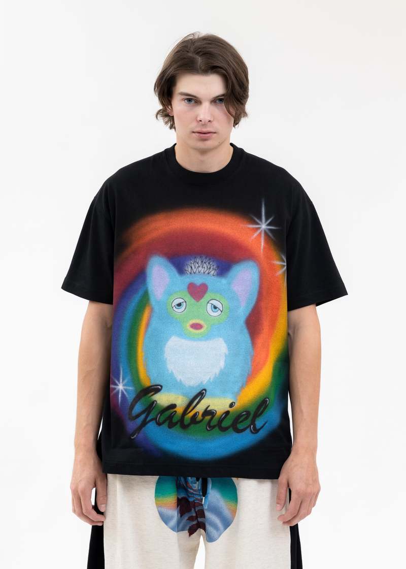 TENDER PERSON AIRBRUSH GABRIEL TEE - BLACK | Garmentory