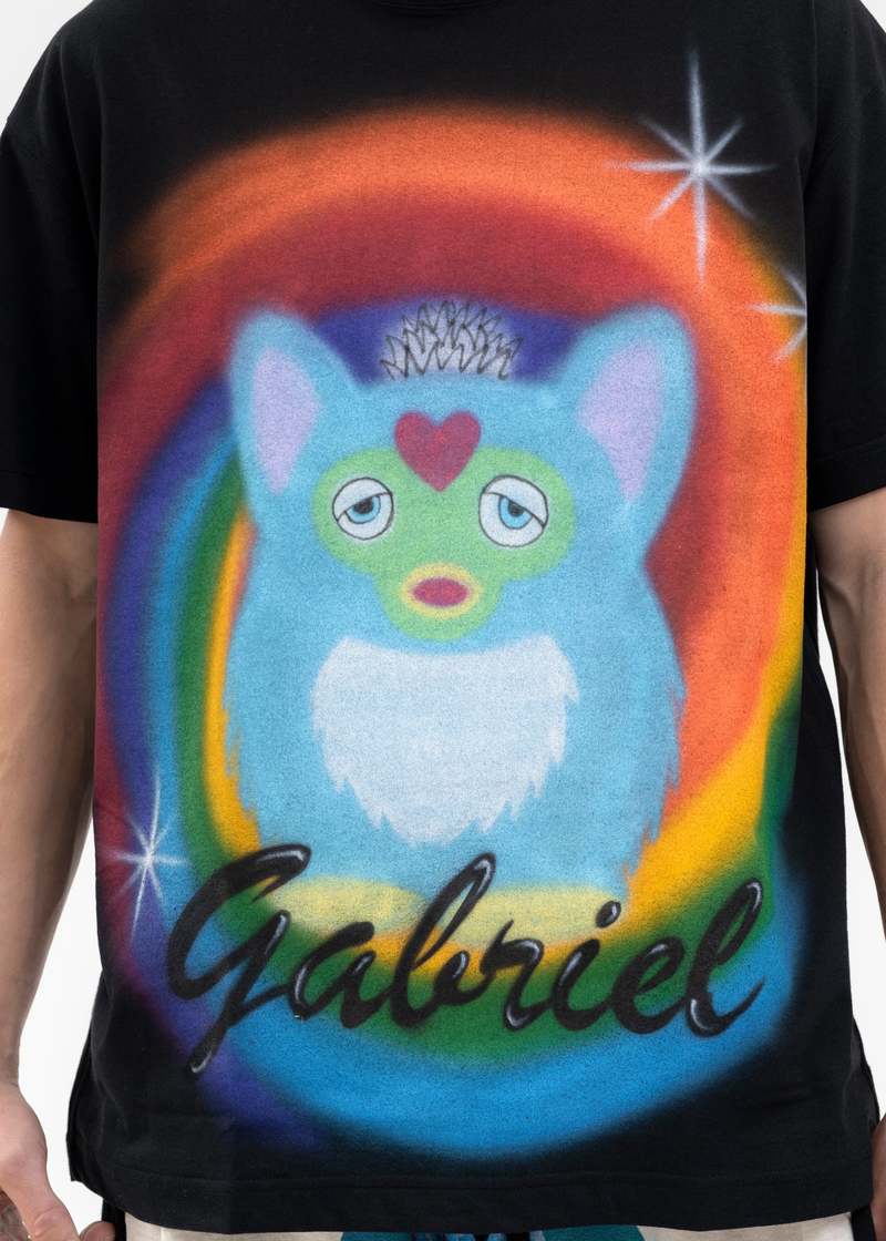 TENDER PERSON AIRBRUSH GABRIEL TEE Tシャツ TENDER PERSON AIRBRUSH GABRIEL TEE - BLACK | Garmentory