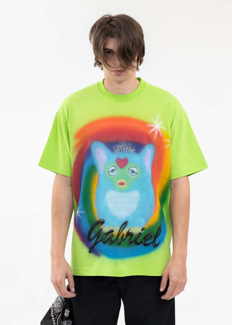 TENDER PERSON AIRBRUSH GABRIEL TEE - GREEN | Garmentory