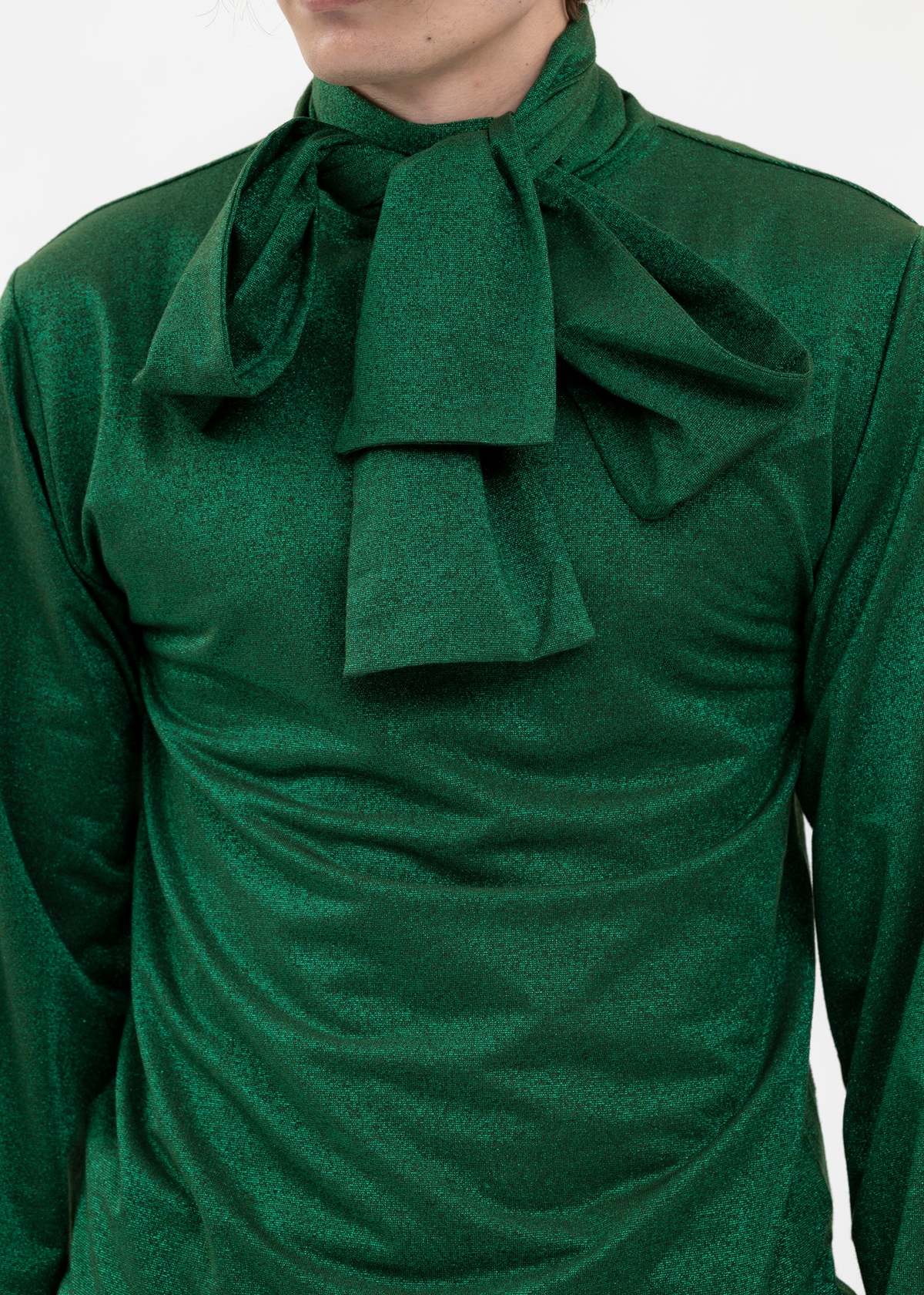 TENDER PERSON TIE COLLER GLITTER SHIRT - GREEN | Garmentory