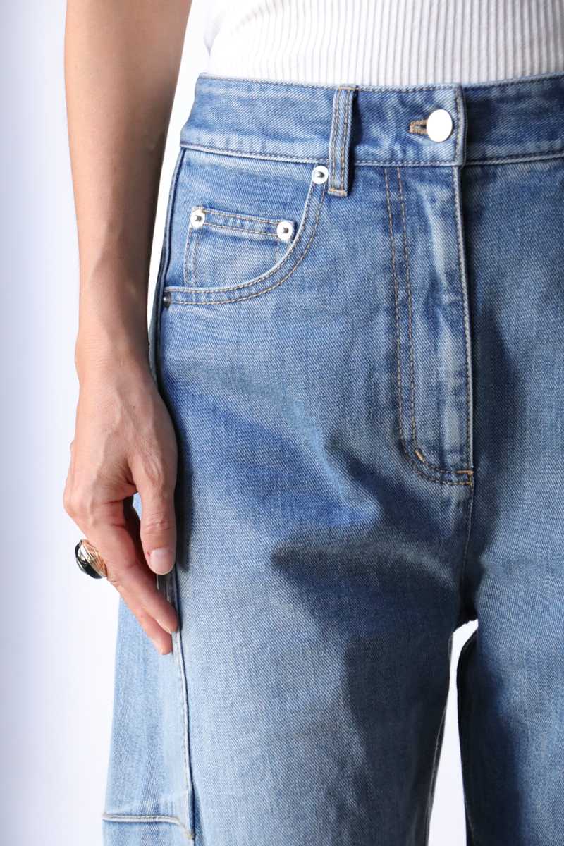 Tibi Classic Petite Wash Denim Sid Jean - Classic Blue