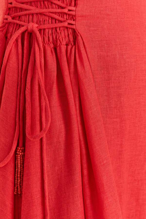 strapless open back dress Elegant Solid Color Red A-Line Wedding Guest Dress
