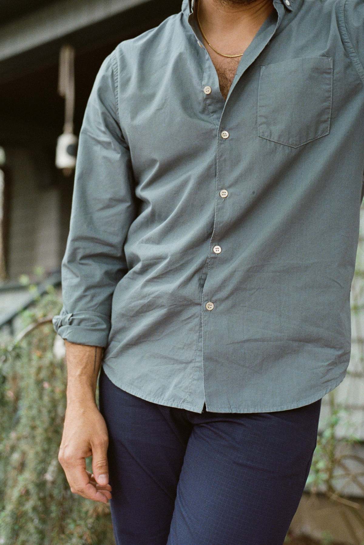 Steven Alan POPLIN SHIRT/シャツ Steven Alan Washed Poplin Shirt - Steel Blue | Garmentory