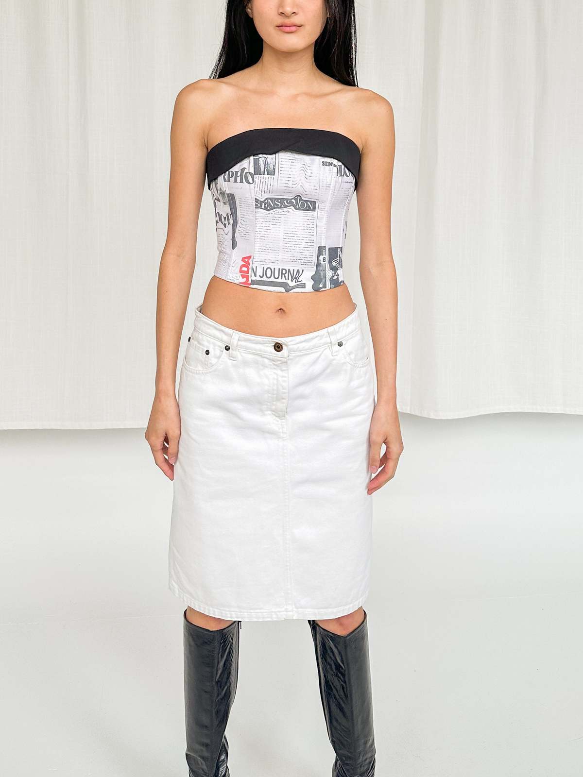 Miu Miu Denim Midi Skirt - White | Garmentory