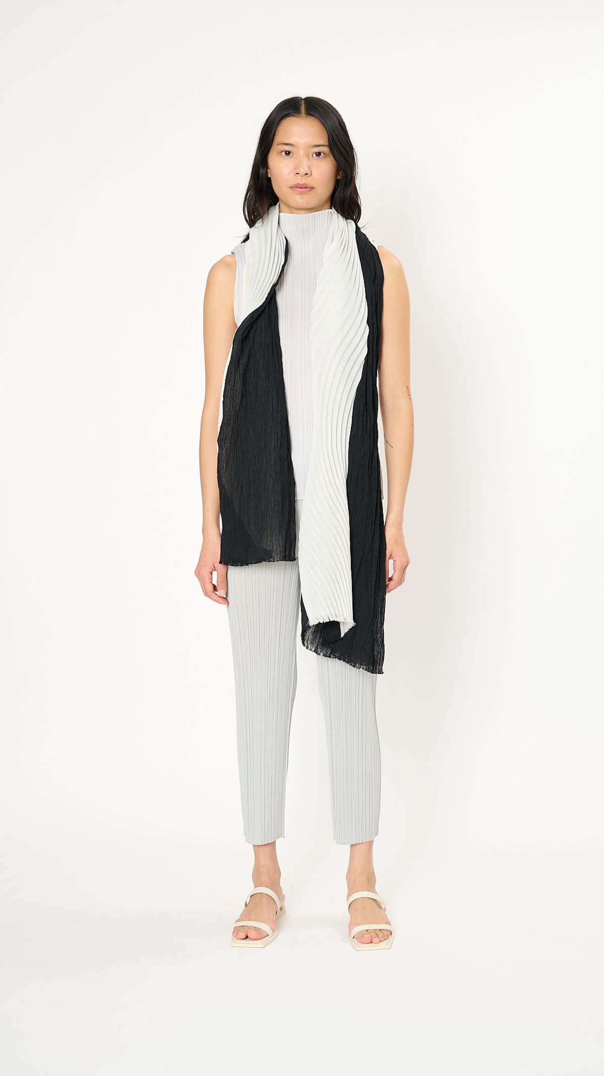 Brown Issey Miyake Scarf Miyake Pleated Wide Blouses Autumn Winter