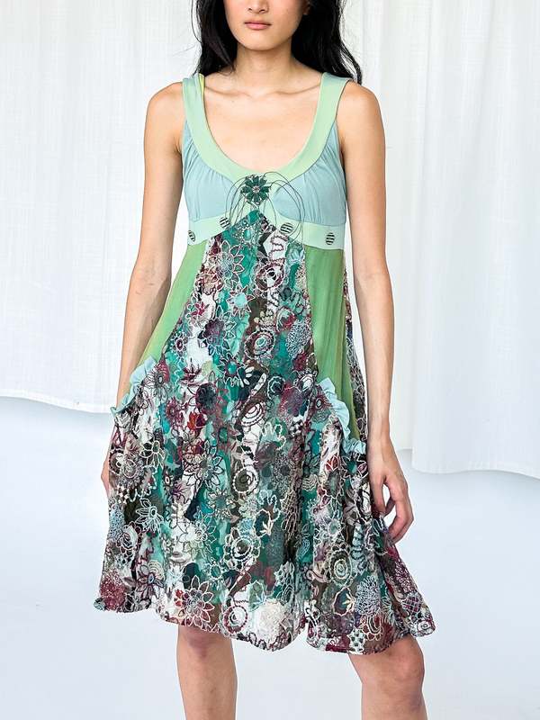 knee length dresses for ladies Free People Red Floral Mini Dress with Lace Trim, Open Back and Balloo –  The Thrifty Hippy
