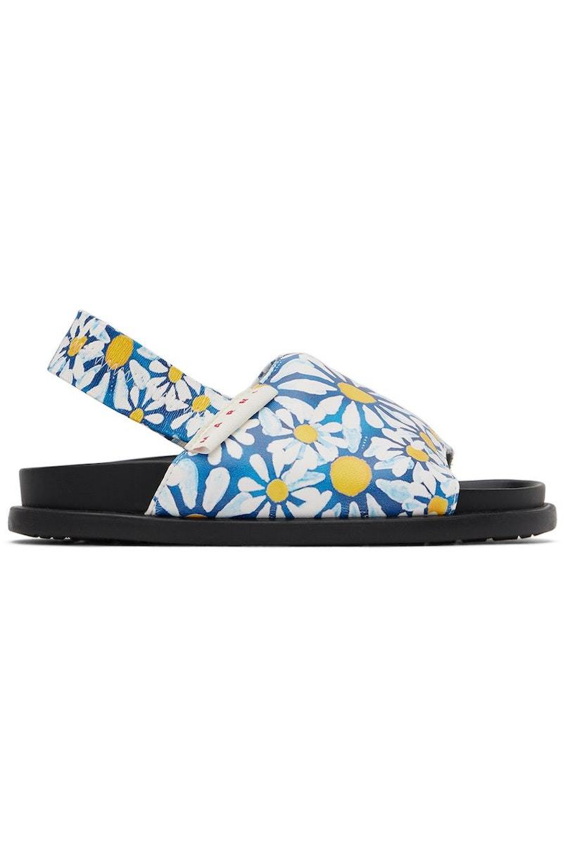 Kids Marni Floral Sandals - Blue | Garmentory