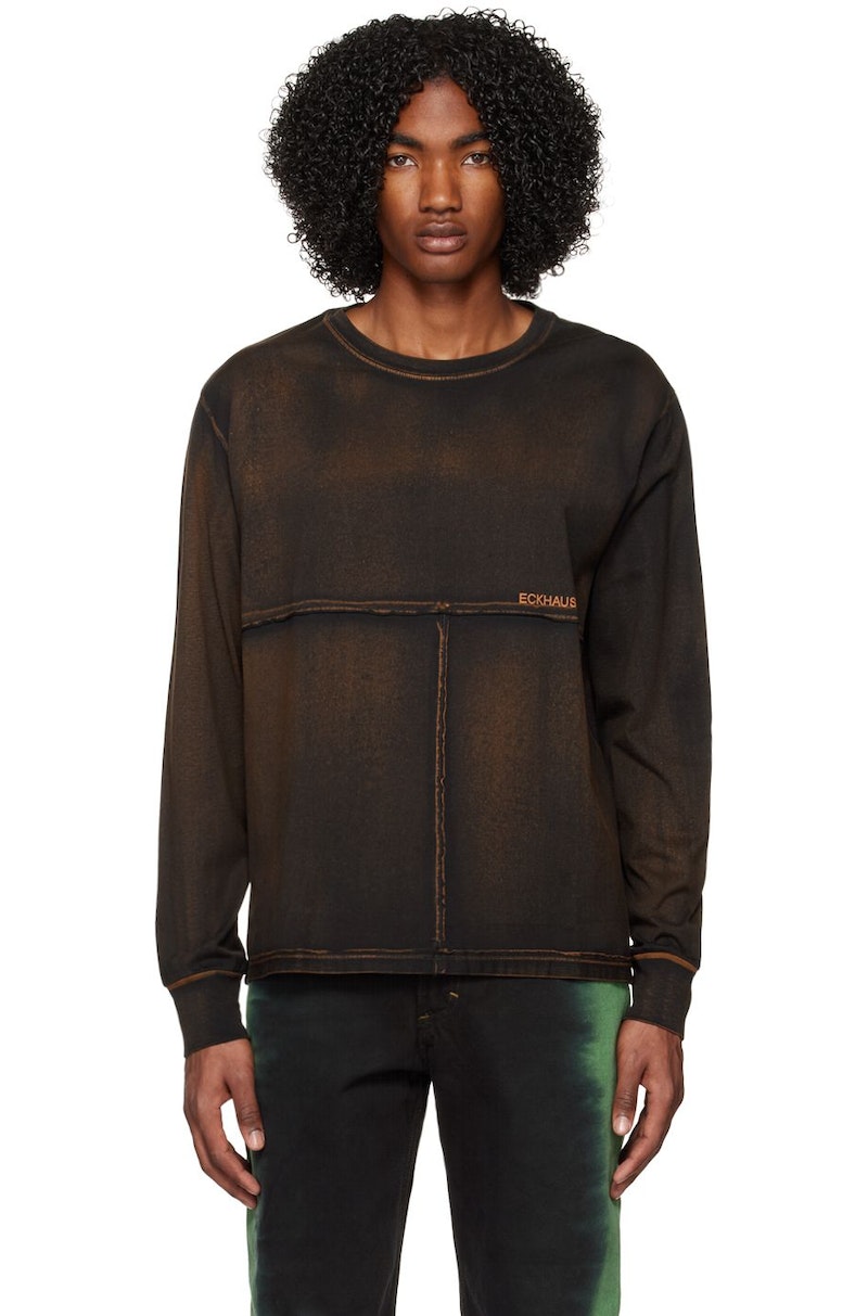 Eckhaus Latta Lapped Long Sleeve T-Shirt - Black | Garmentory