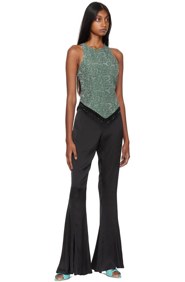 GANNI Green Floral Jacquard Tank Top | Garmentory