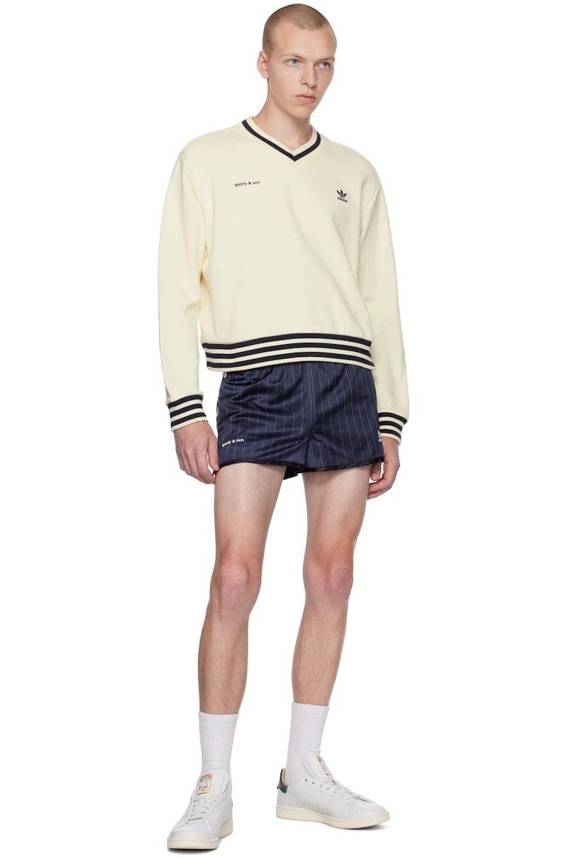【Sporty & Rich】Athletic Sweatshirt Off White adidas Originals x Sporty & Rich V-Neck Sweatshirt Cream