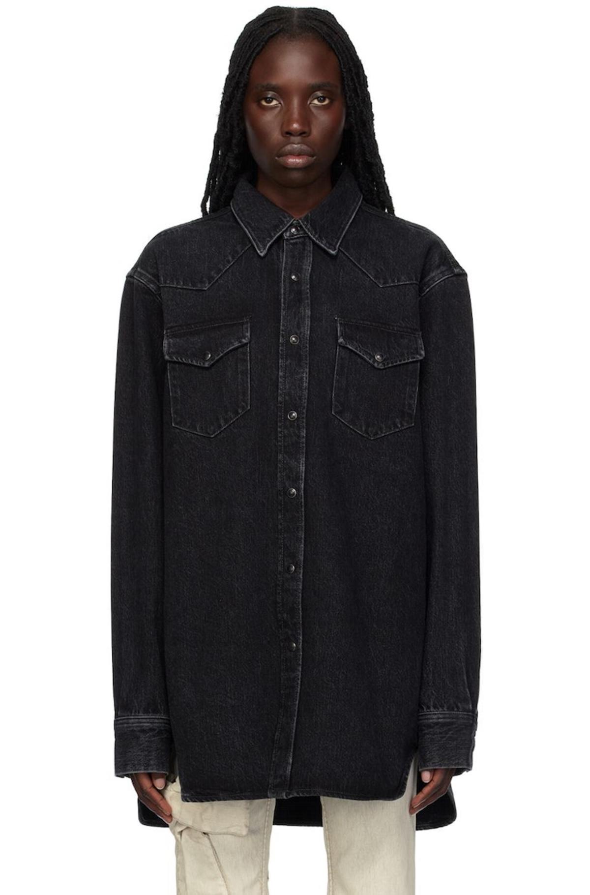 Acne Studios Button Up Denim Shirt - Black | Garmentory