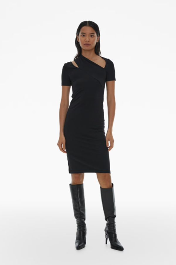 bodycon cinched dress Izadonna Off Shoulder Cinched Mini Dress Black