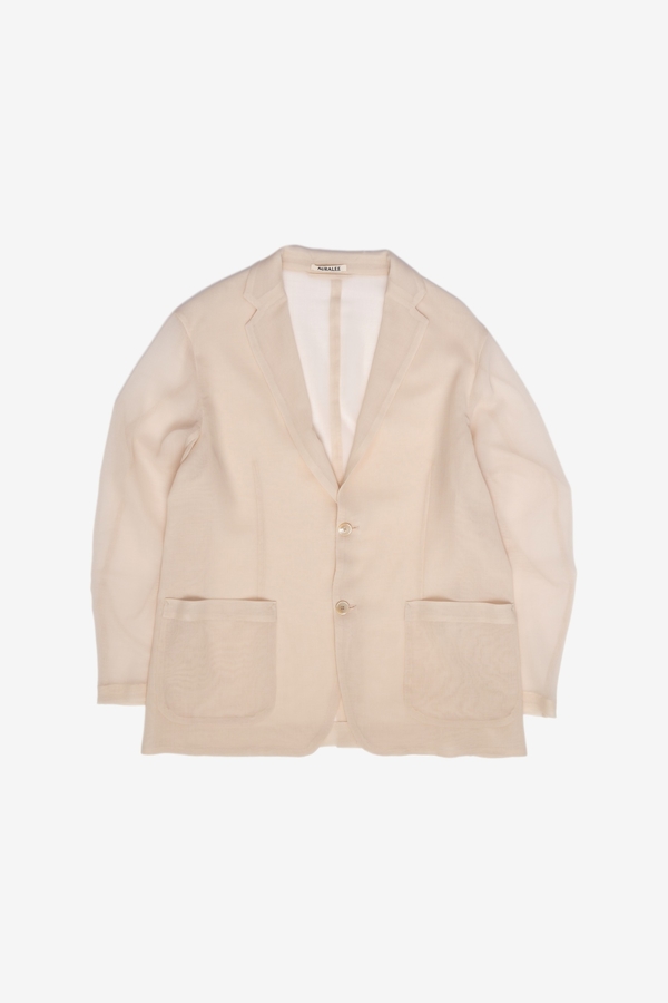 Auralee Wool Recycle Polyester Leno Sheer Jacket Ivory Garmentory
