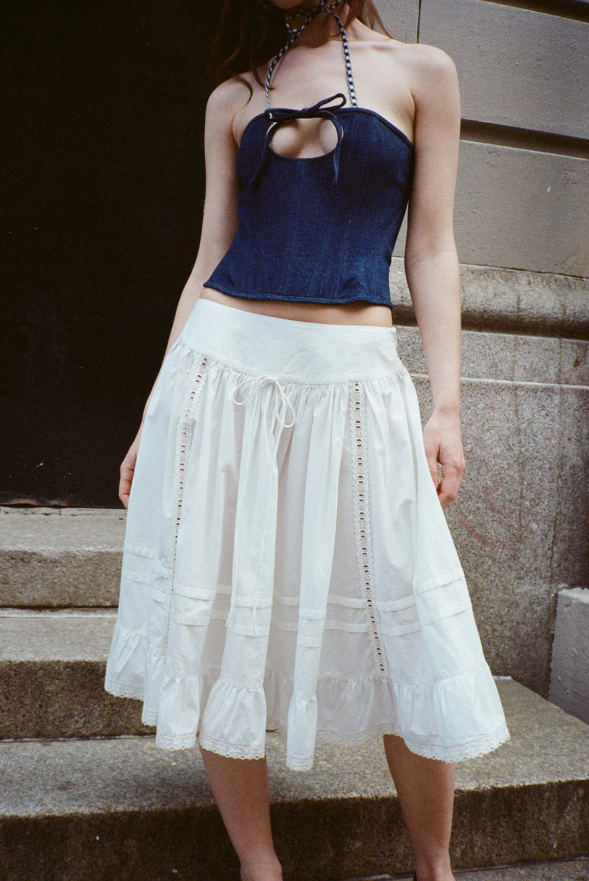【BELLIALEU】Freezia skirt White FREEZIA MIDI SKIRT-WHITE - Bellialeu | 60% - Asian Fashion