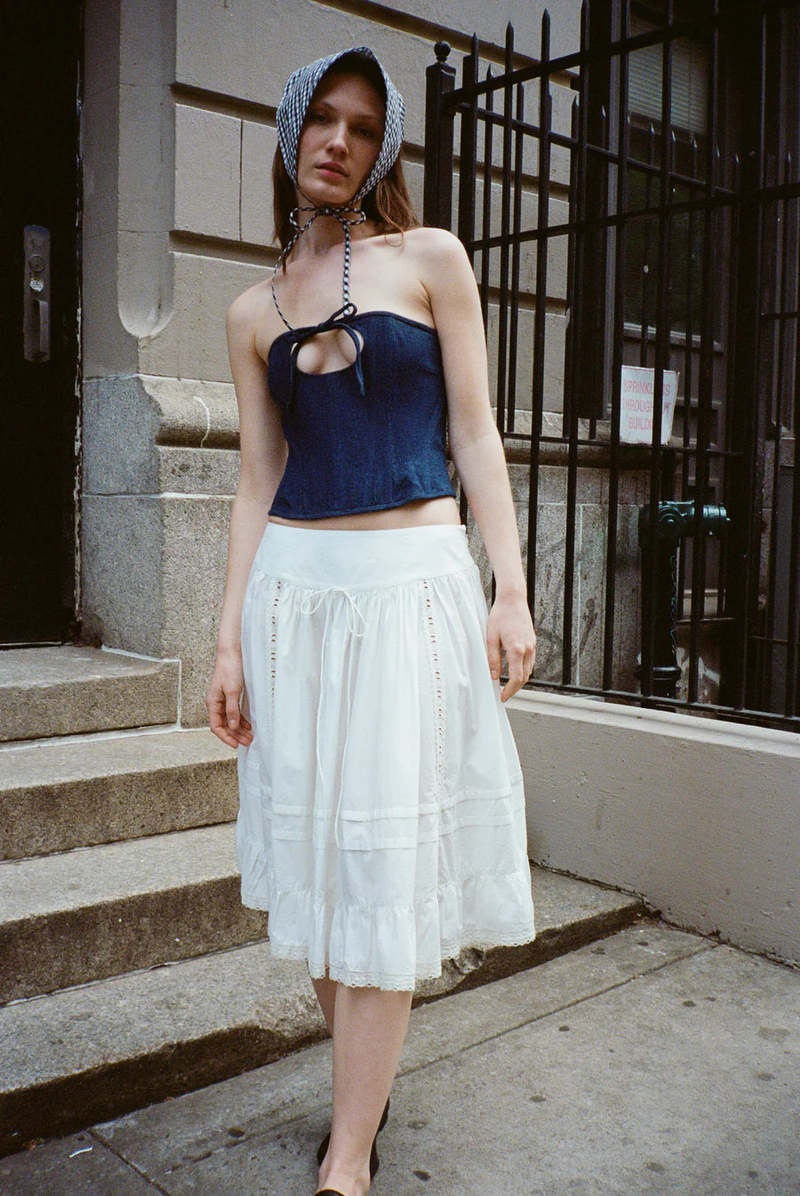 Sandy Liang Calico Skirt - White | Garmentory