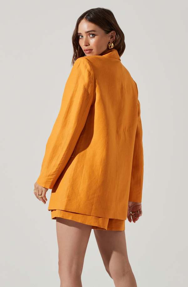 ASTR The Label Linen Boyfriend Blazer - Mango | Garmentory ASTR The Label Linen Boyfriend Blazer - Mango | Garmentory