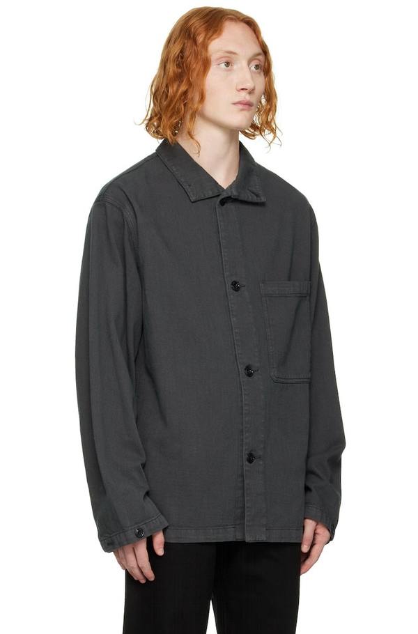 LEMAIRE Stand Collar Denim Jacket - Gray | Garmentory