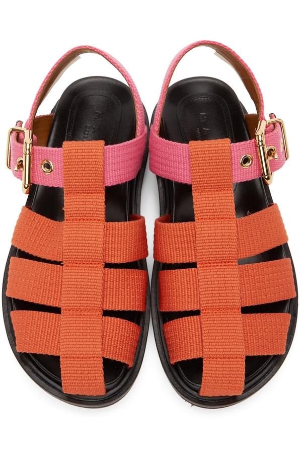 Marni Orange & Pink Fisherman Sandal - Pumpkin | Garmentory