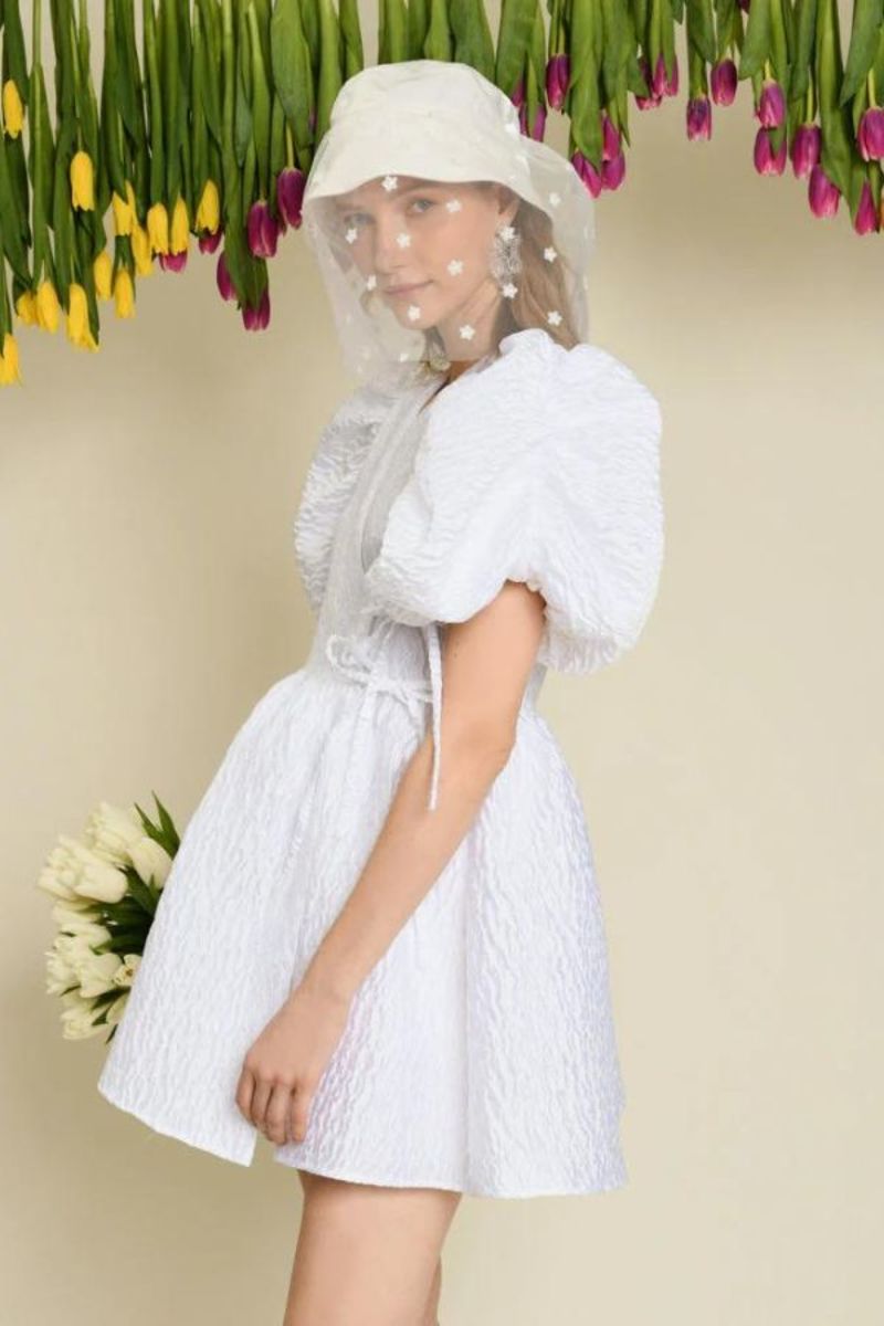 Sister Jane Maria Jacquard Wrap Dress - Pearled Ivory | Garmentory 