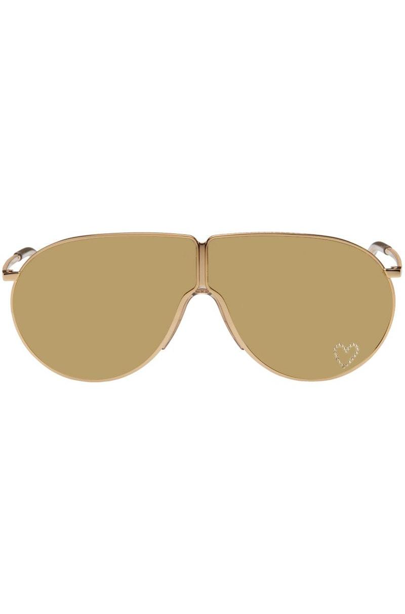 Stella McCartney Gold Loveheart Aviator Sunglasses | Garmentory display picture 3