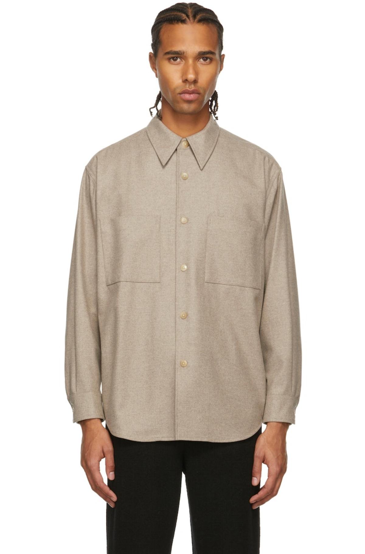 AURALEE Wool Flannel Shirt - Beige | Garmentory