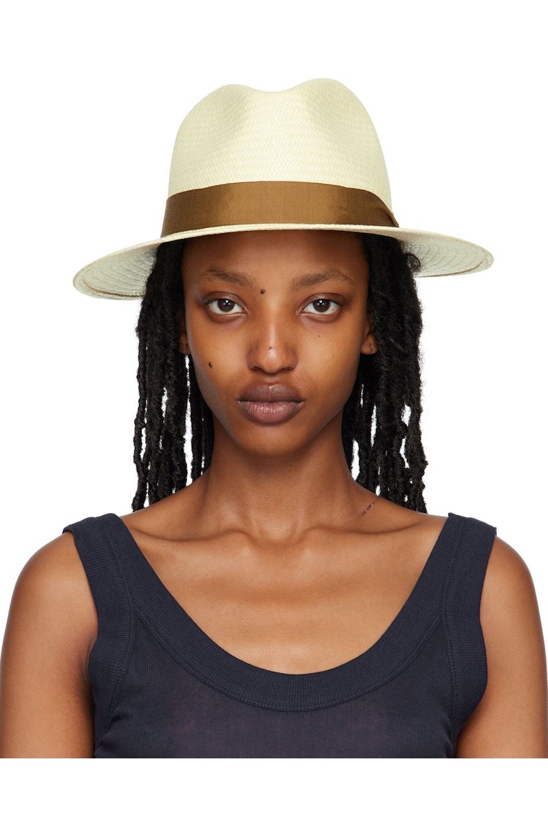 Rag & Bone Panama Straw Hat RAG & BONE Womens Panama Packable Straw Ribbon Hat Olive  main image 2