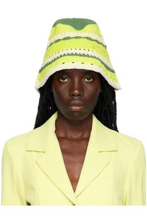 Ganni Embroidered Bucket Hat - Green | Garmentory display picture 1