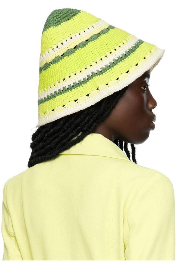 【関税&送料込】Ganni Hat GANNI-Green-Embroidered-Bucket