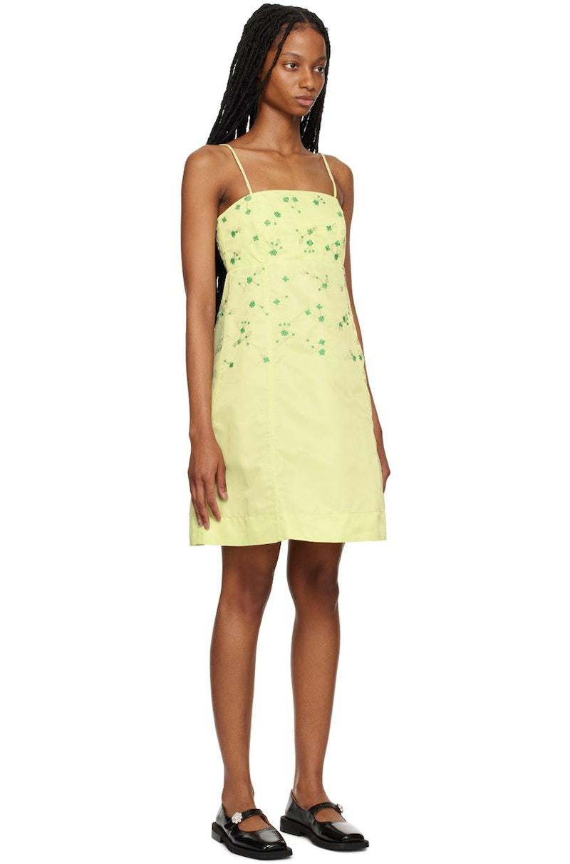 【関税＆送料込み】Ganni Mini Dress GANNI Gathered broderie anglaise cotton mini dress | THE OUTNET