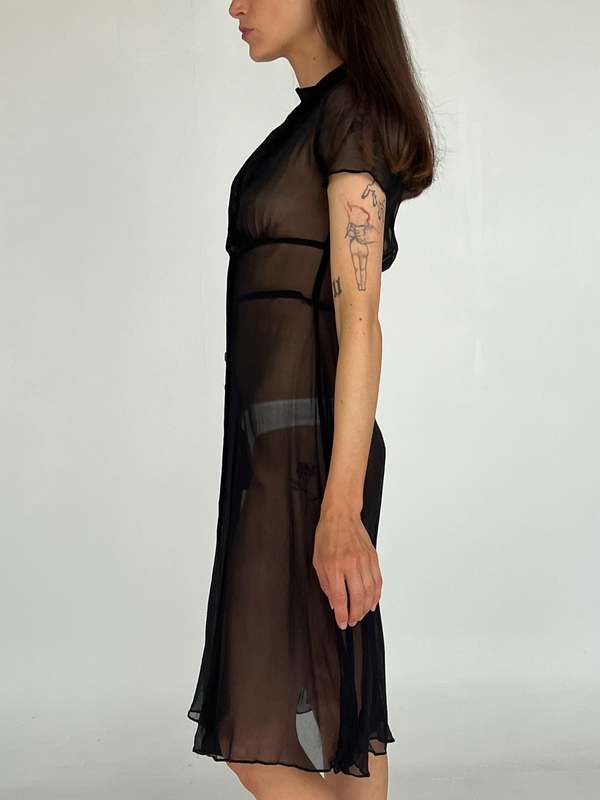 Vintage Betsey Johnson Silk Sheer Dress - Black | Garmentory