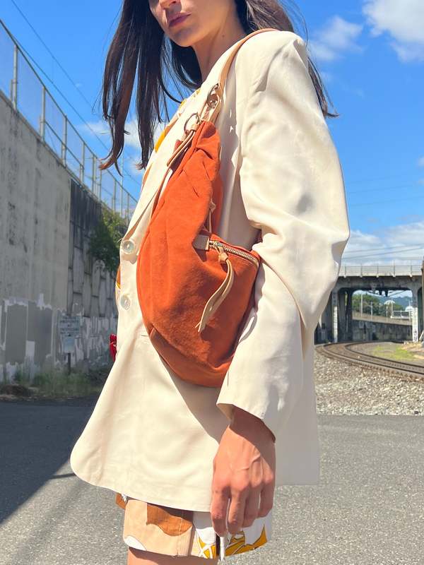 Vintage Suede Sling Bag Orange Garmentory