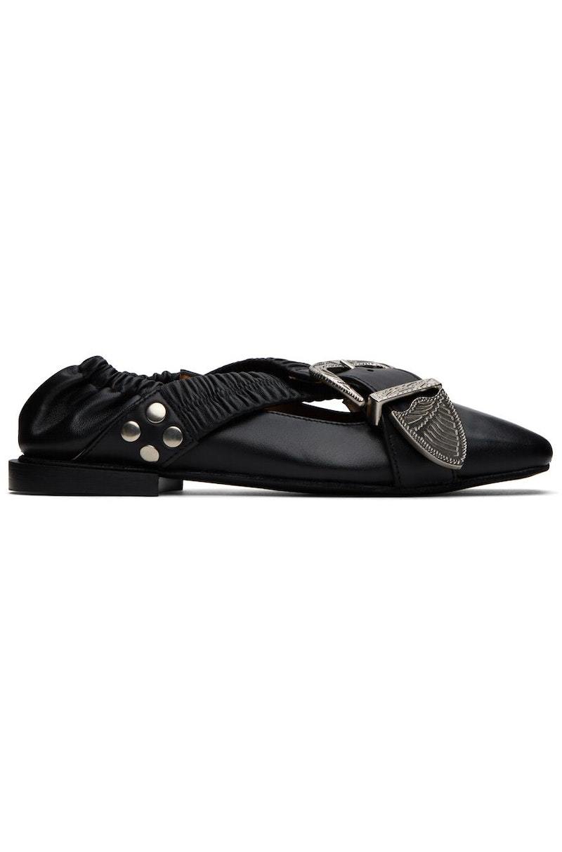 Toga Pulla Buckle Ballerina Flats - Black | Garmentory