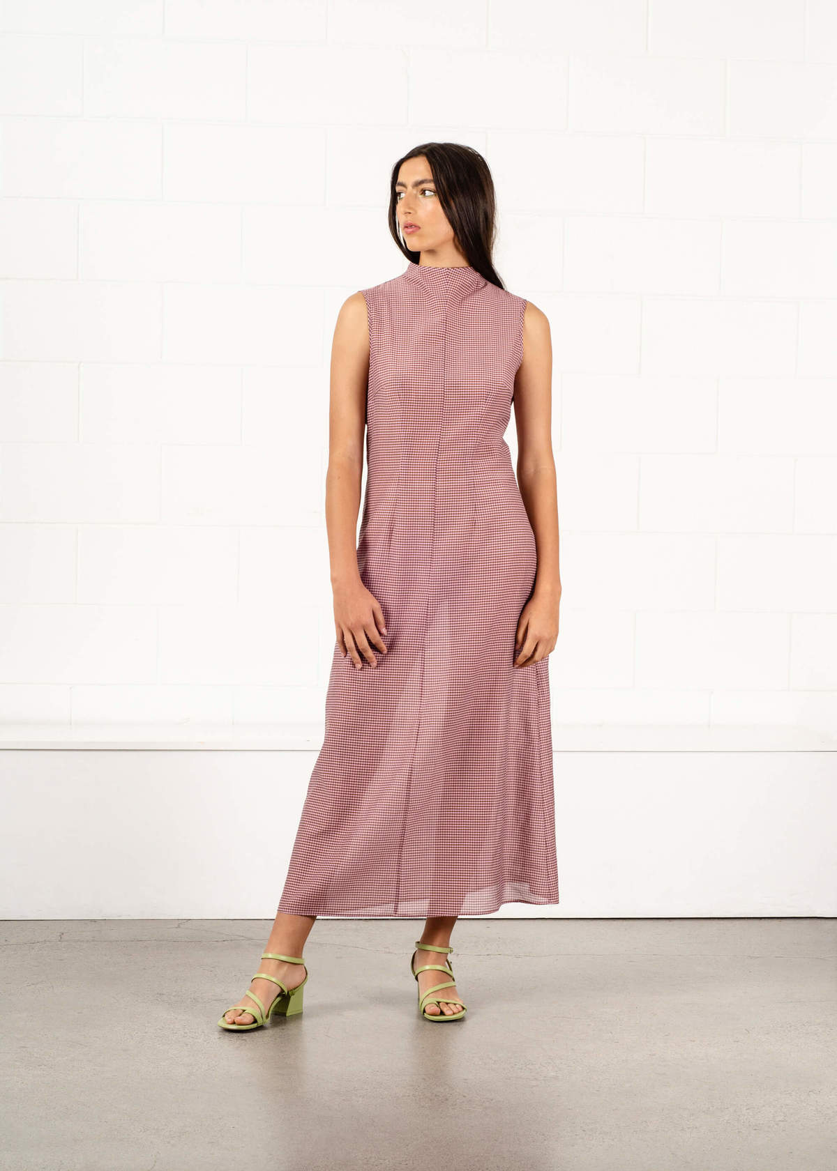 Penny Sage Double Fantasy Dress - Pink Brown Gingham | Garmentory