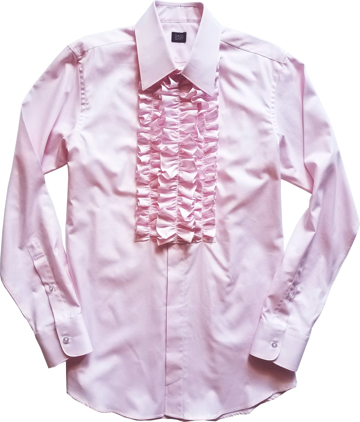 David Hart pink ruffle front tuxedo shirt Garmentory