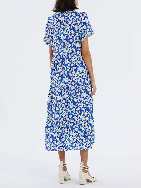 laundry designer dresses Lollys Freddy Dress - Bright Blue Color:Black Linen & Multi Soutache V-Neck wedding dresses Women's Petite Casual Dresses Evening dresses TEX certified