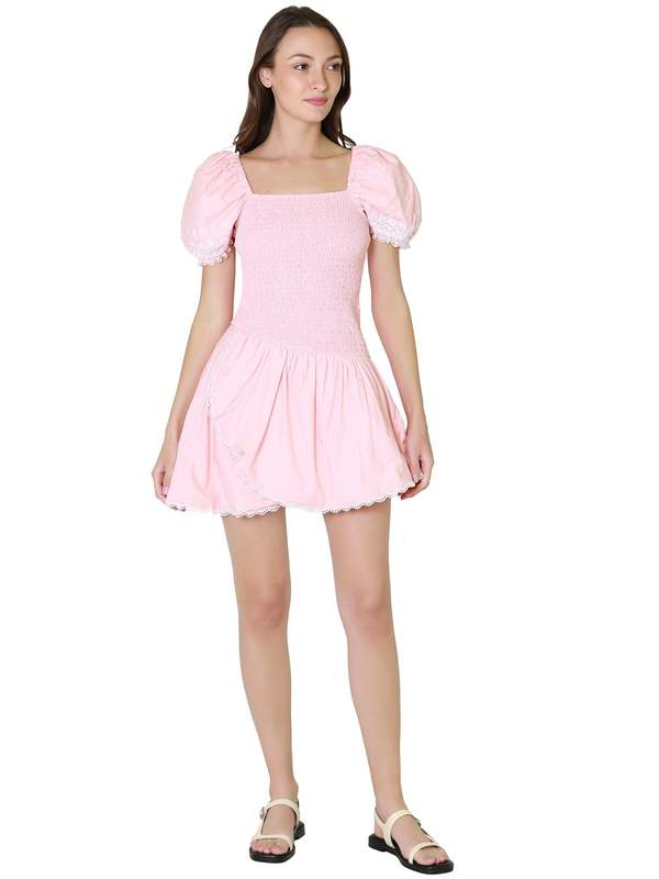 mini balloon sleeve dress Chamberlain Balloon Sleeves Mini Dress White
