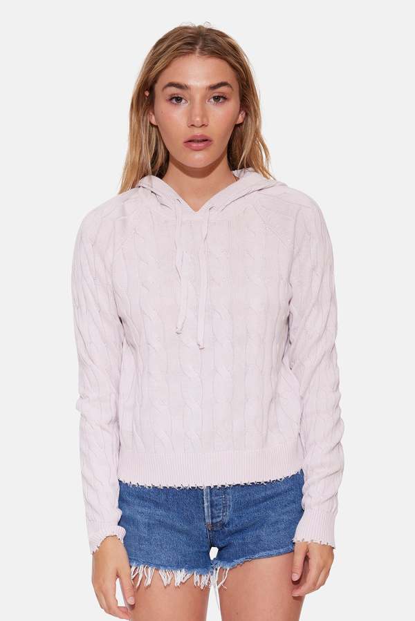 Blue&Cream Clay Cable Hoodie - Grey Lilac