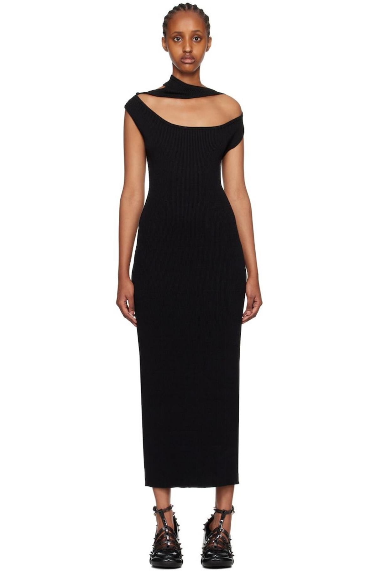 Y/project Triple Collar Maxi Dress - Black | Garmentory