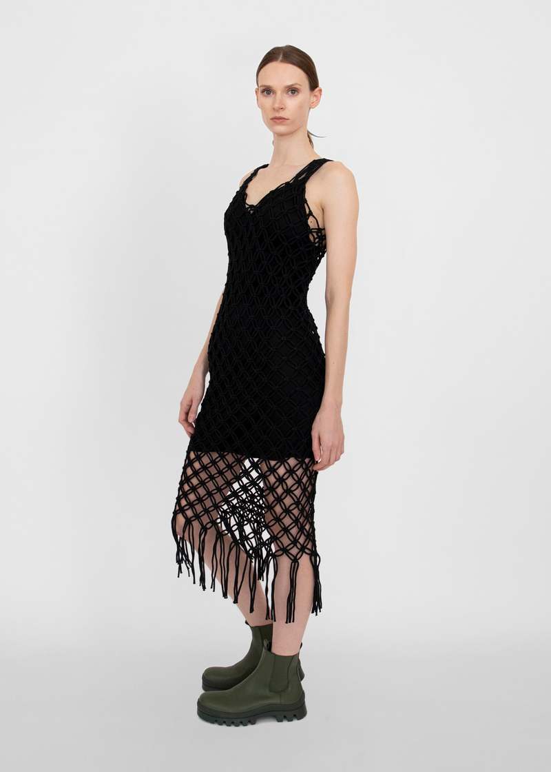 macrame dress black Black Maxi Lace Dress
