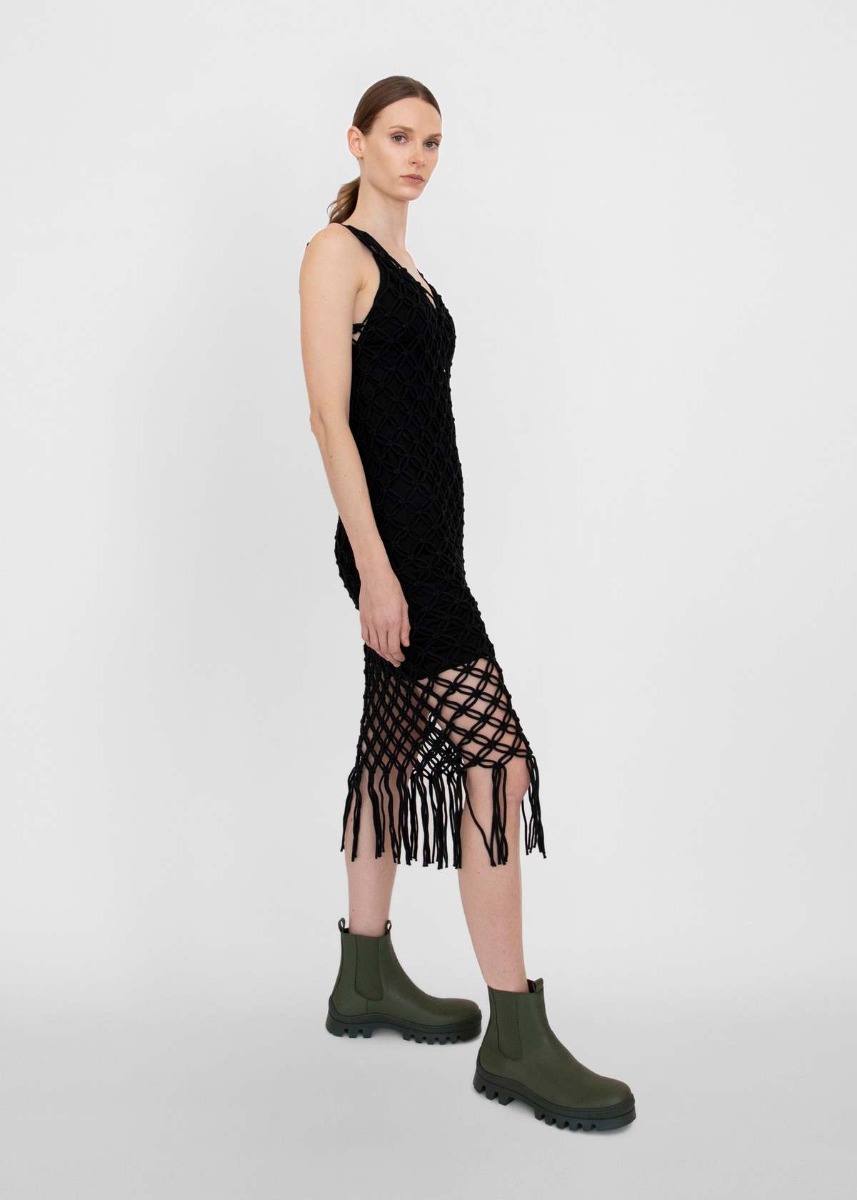 Macrame Knit Dress in Black Macrame Knit Dress in Black