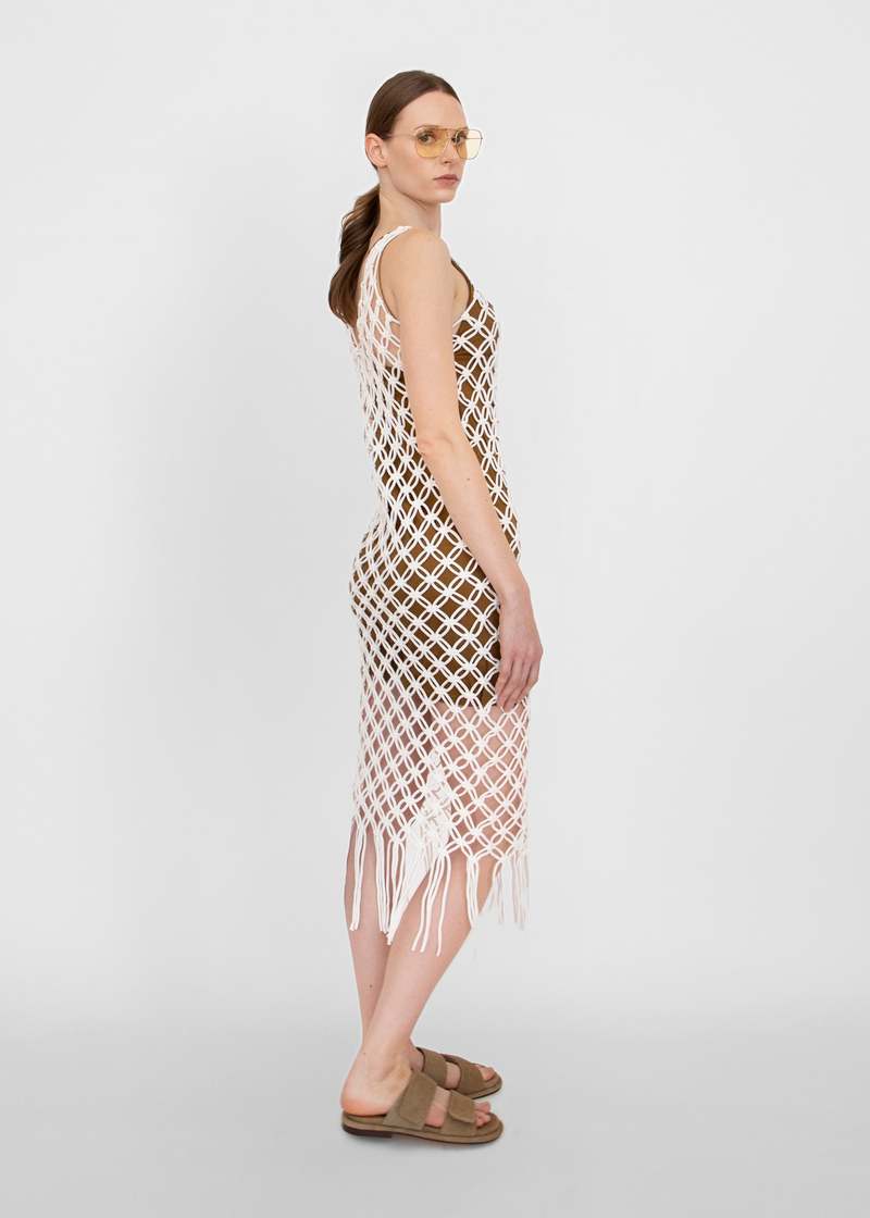 Sayaka Davis Macrame Knit Dress - Ivory | Garmentory 
