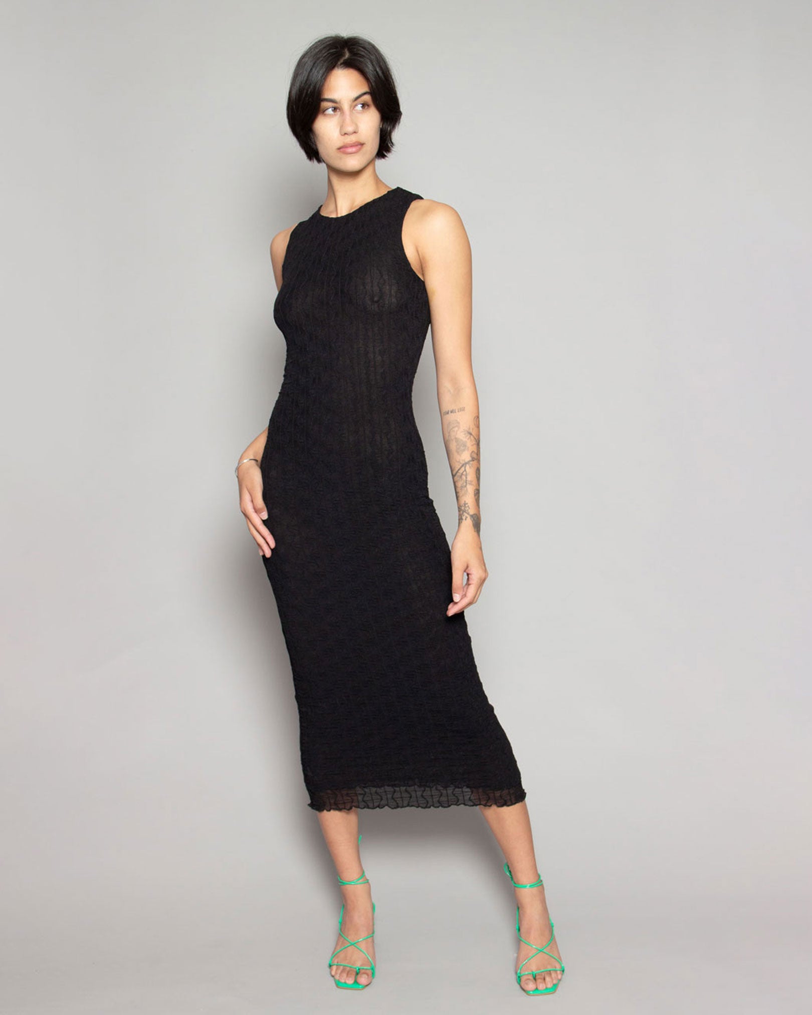 knitted short sleeve dress Women's Let It Play Out Green Knit Contrast Detail V-Neck Short Sleeve Midi Dress | Size: L main image 0