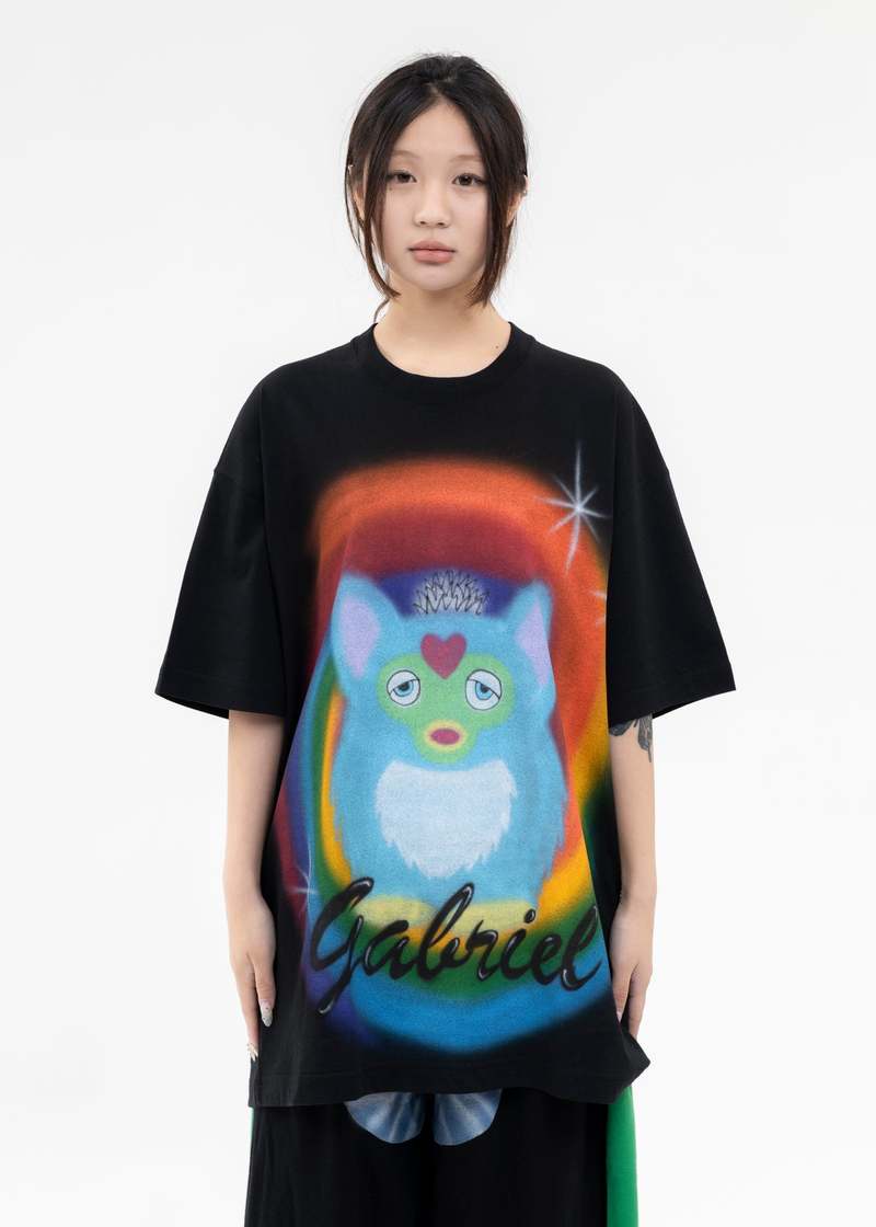 TENDER PERSON AIRBRUSH GABRIEL TEE - BLACK | Garmentory