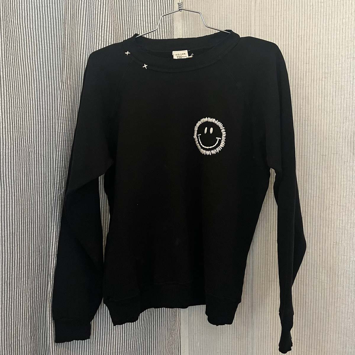 I Stole My Boyfriend's Shirt La Montaa Smiley Embroidery Sweatshirt - Black/White - Image 1 of 1