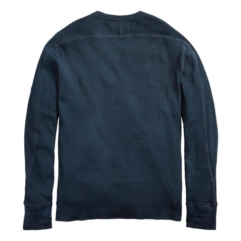 RRL Indigo Jacquard-Knit Crewneck Rinsed - Blue Indigo | Garmentory