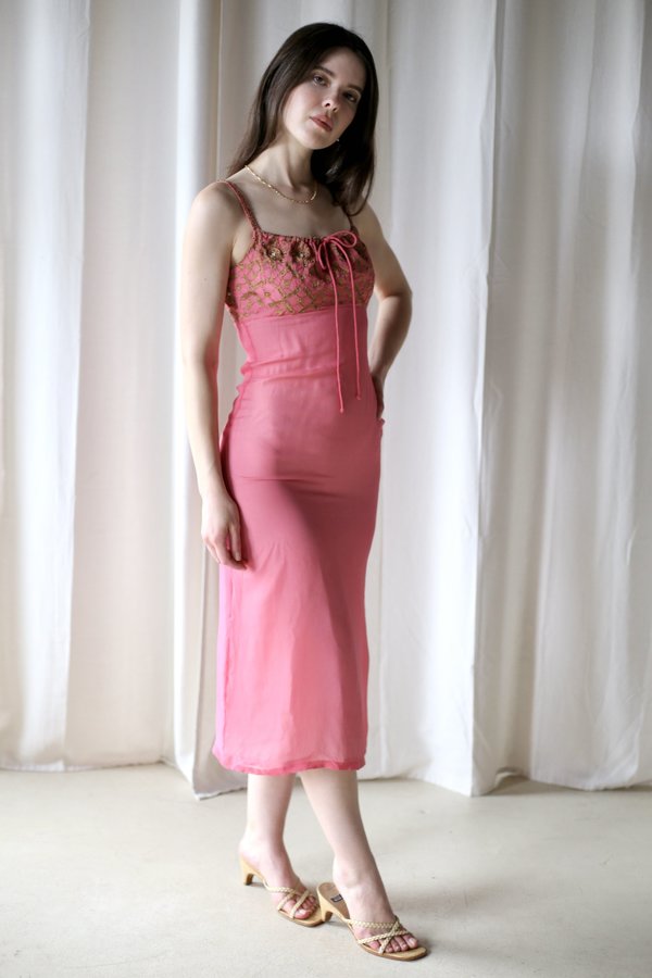 black in blue dress Stella Hot Pink Slip Bridesmaid Dress main image 0